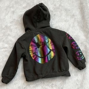 Limited Too Gray Love/Peace/Rainbow Cross Back Top & Zip Front Sweat Jacket  4T